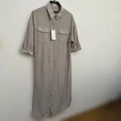 COLZA ベージュ シャツワンピース 七分袖