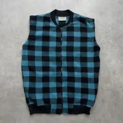 80s フリースベスト チェック ジップアップ ヴィンテージ ビンテージ