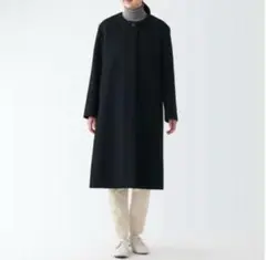 無印良品 ウール混ノーカラーコート L ブラック 美品