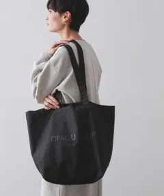 OPAQUE. CLIP ロゴ エコバッグ L トート バッグ 黒 ブラック
