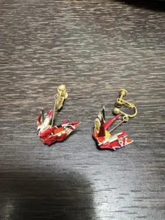 折り鶴モチーフ イヤリング 和風