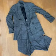 ZARA WOMAN グレー系チェック柄　セットアップ　ジャケット　パンツ
