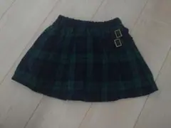 緑と青のチェック柄スカートインナーパンツ付き