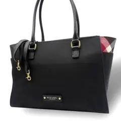 美品 ブルーレーベルクレストブリッジ トートバッグ　チェック柄　PVC　ブラック