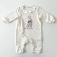 ベビー ロンパース カバーオール 裏起毛 うさぎ 80cm