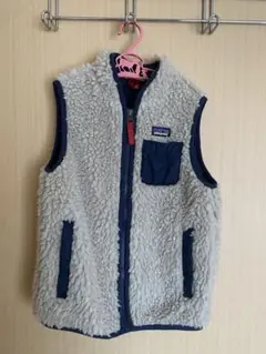 patagonia フリースベスト 5T グレー/ネイビー