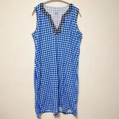 ノースリーブ ワンピース チェック 青 白 黒 ランズエンド 140cm キッズのサムネイル