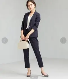 美品 グリーンレーベルリラクシング ポプリン 麻混 ジャケット パンツ スーツ