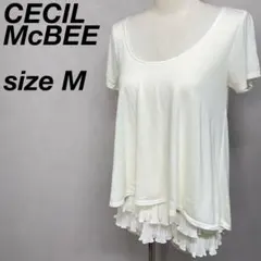 CECIL McBEE 裾フリル 半袖 カットソー チュニック M 白