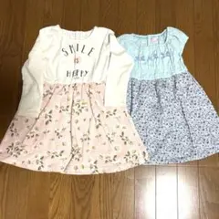 110cm 女の子　薄手　トレーナー　ワンピース風　花柄　半袖　セット