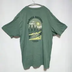 Columbia コロンビア【2XL】バックプリント Tシャツ 緑 ゆるだぼ