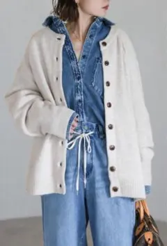 ボンジュールサガン　ラグランスリーブニットカーディガン　オートミール　○31