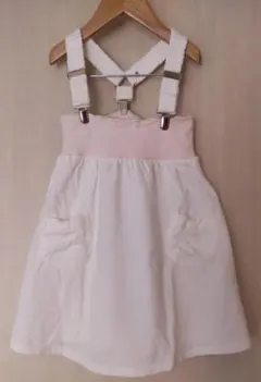 110　2WAY　ジャンパースカート　スカート　白×ピンク　ベベ　ｂｅｂｅ