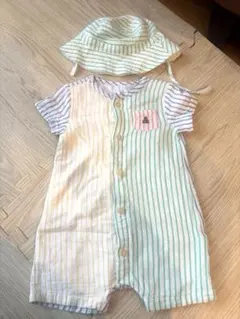 baby GAP ストライプロンパースと帽子セット カバーオール　70cm