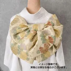 袋帯 菊文様 エメラルドグリーン 六通柄 正倉院花文　金銀糸 正絹 袋帯 菊文様 エメラルドグリーン 六通柄 正倉院花文 金銀糸 正絹