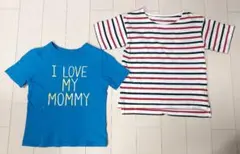 オールドネイビー 西松屋 120 半袖 Tシャツ 2枚セット ブルー ボーダー