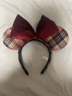 ミニーマウス カチューシャ チェック柄