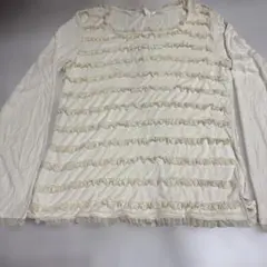 フリル装飾 長袖カットソー オフホワイトのサムネイル