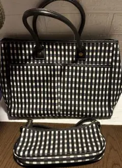 サマンサタバサ　ギンガムチェック柄トートバッグ（アクセサリーバッグ付き）