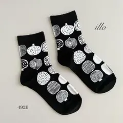 靴下　ソックス　北欧　ブラック　モノトーン　ポップ柄　かわいい　おしゃれ