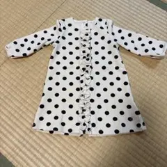 美品！プチバトー水玉模様長袖ワンピース