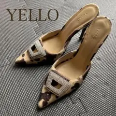 【美品】YELLO COW柄 ビジュー付きミュール