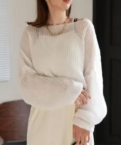 ボートネックローゲージニットトップス　sakishimatokyoのサムネイル