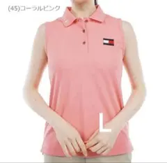 【ピンクL】 トミーヒルフィガー ゴルフ ロゴカラー ノースリーブ ポロシャツ