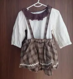 juo チェック柄ロンパース セットアップ　90