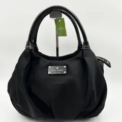 美品✨ ケイトスペード ハンドバッグ ナイロン レザー ブラック ロゴ タグ