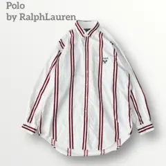 ポロバイラルフローレン 90s ヴィンテージ ストライプ テニス 刺繍 L