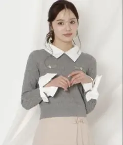 【新品タグ付き】リボンカフスドッキングケーブルニット　WIlLSELECTION