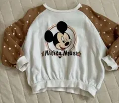 100cm ミッキーラグラントレーナー ブラウン星柄