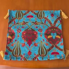 花柄タッセル付きクッションカバー