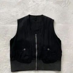 ナイジェルケーボン NIGELCABOURN ベスト　綿　麻　M 後染め　黒のサムネイル