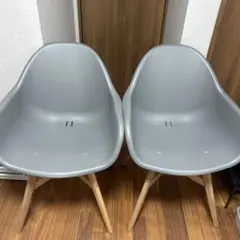 2脚セットIKEA FANBYN ファンビン シェルチェア 木製脚 グレーのサムネイル