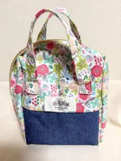 花柄デニム小型オーガナイザーバック