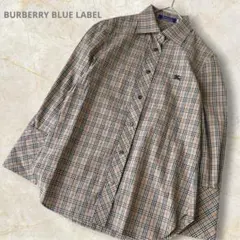 バーバリーブルーレーベル　長袖シャツ　ノバチェック　ホースロゴ刺繍　38
