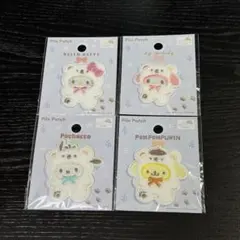 ハローキティ・マイメロディ・ポチャッコ・ポムポムプリン パイルパッチ4個セット
