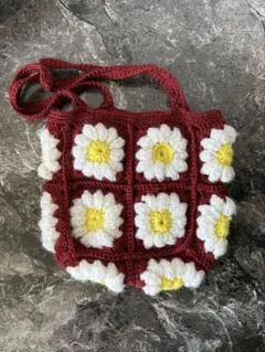 お花柄　グラニーバッグ　ハンドメイド　かぎ針編み