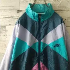 希少☆90s ナイキ 刺繍ロゴ ナイロンジャケット M マルチカラー
