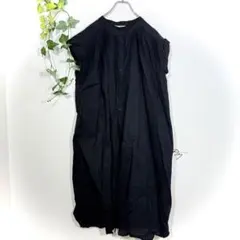 サマンサモスモス フレンチスリーブ ギャザー ロングシャツワンピース M-L