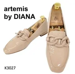 アルテミスバイダイアナ　チェーン　金具　くすみピンク　スクエアトゥ　フラット