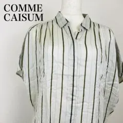 COMME CA コムサ ストライプ 半袖シャツ ブラウス 0664Bのサムネイル