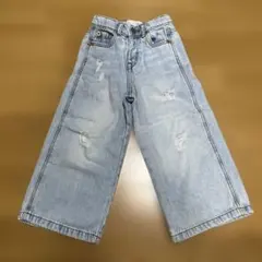 ZARA ワイドレッグ ダメージ デニムパンツ　98cm