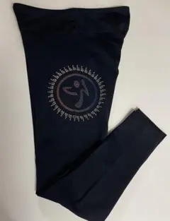 正規品★USED!ZUMBA レギンスS 黒Swarovski 左側のサムネイル