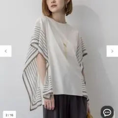 【極美品】23区 スカーフプリントコンビ フレンチスリーブカットソーのサムネイル
