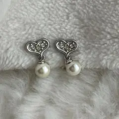 Courrèges パールハート　イヤリング　#186