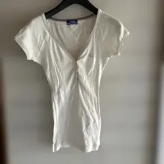BURBERRY ボタン付き Vネック Tシャツ 38