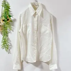 【c2383】COMME CA DU MODE クリーム色　ラメ　長袖　シャツのサムネイル